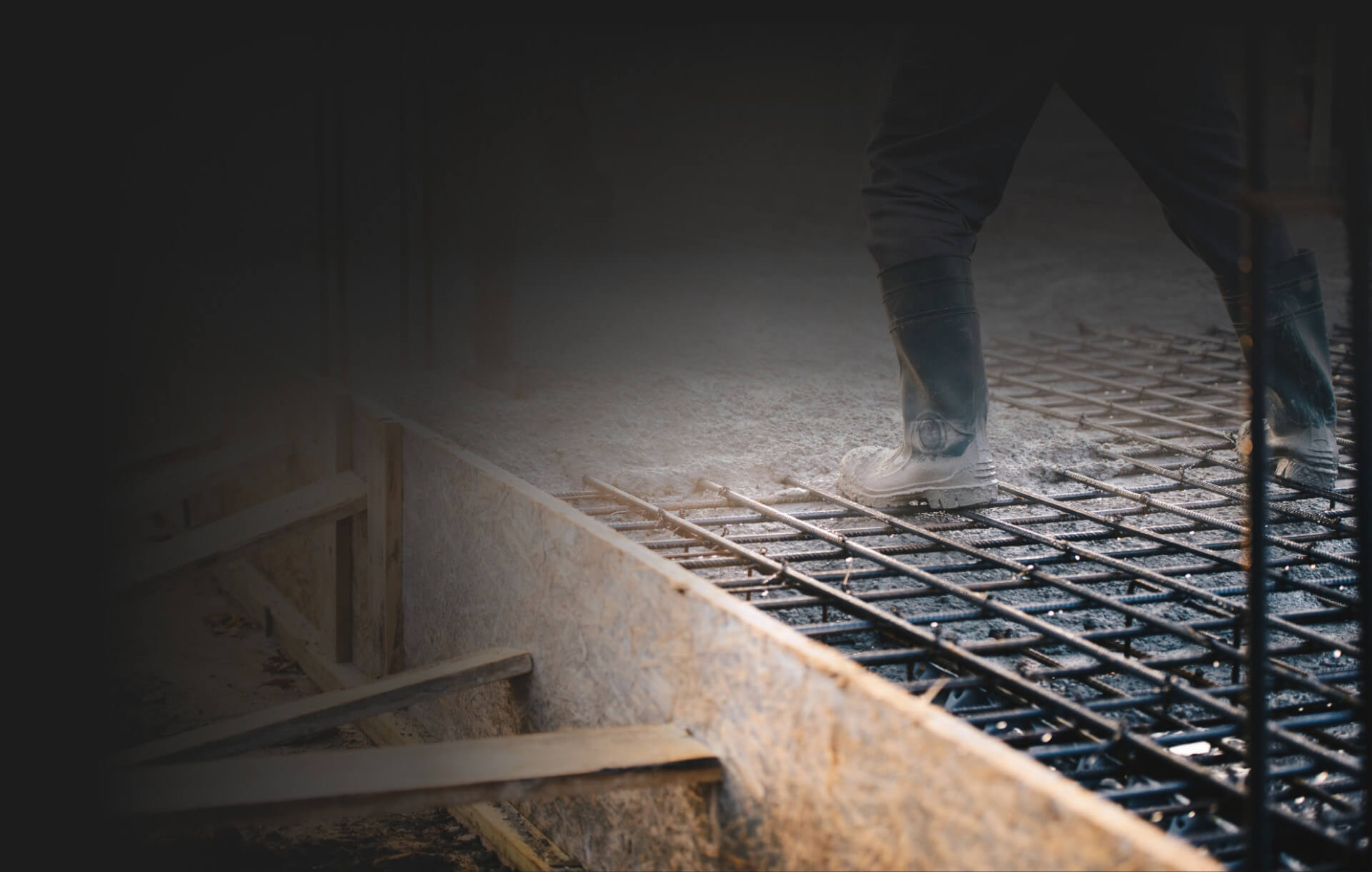 Closeup of Rebar in Concrete Footing