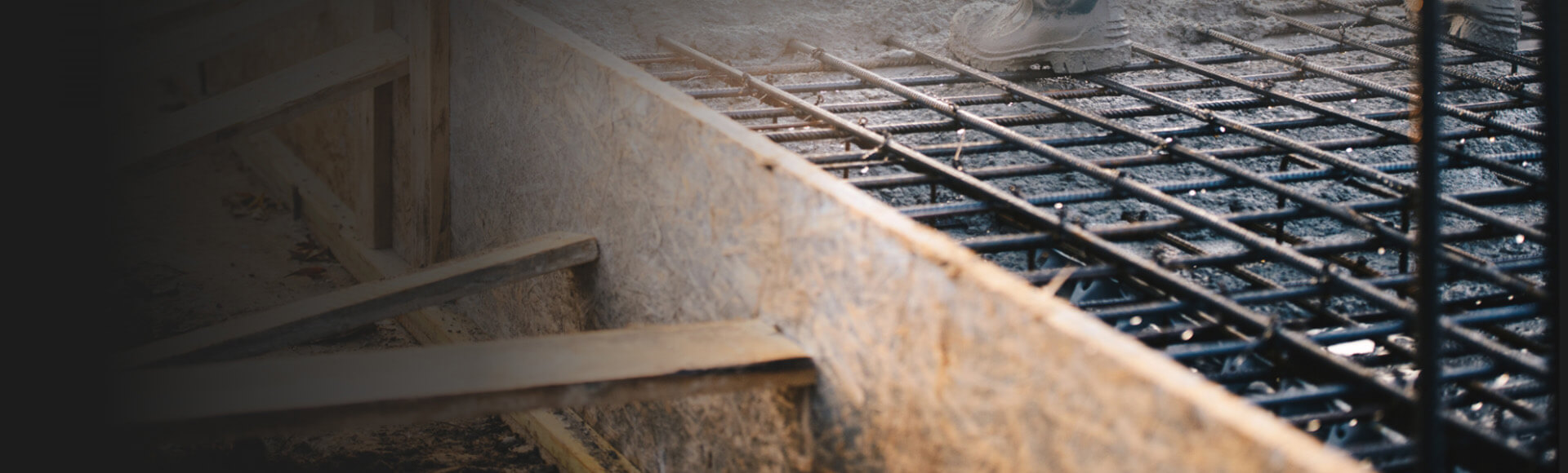 Closeup of Rebar in Concrete Footing